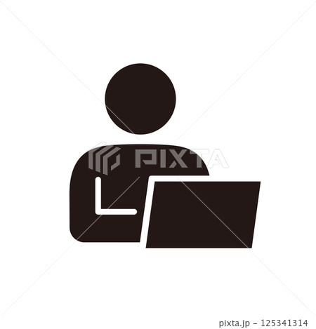 パソコン作業をする人のピクトグラムアイコン 125341314