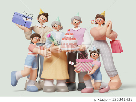 Snake character wearing hanbok standing in front of the full moon 125341435