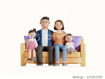 Children running holding hands and holding flags 125341505