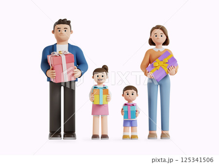 Children holding flags and striking poses Children holding flags and striking poses 125341506