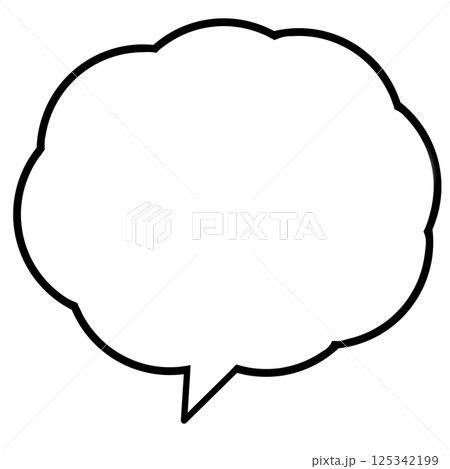 雲形の吹き出しアイコン／ふんわり・感情表現・線画素材 125342199