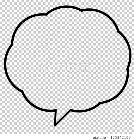 雲形の吹き出しアイコン／ふんわり・感情表現・線画素材 125342199