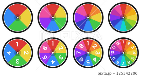カラフルなルーレット素材 4分割・6分割・8分割・12分割セット 125342200