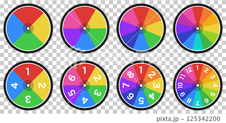 カラフルなルーレット素材 4分割・6分割・8分割・12分割セット 125342200