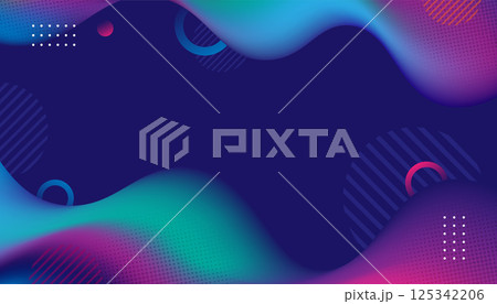 Colorful abstract background with wavy lines and geometric shapes. Vector illustration Colorful abstract background with wavy lines and geometric shapes. Vector illustration 125342206