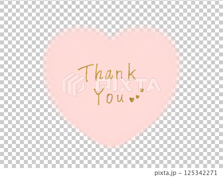 Watercolor light pink soft heart and gold lettering "thank you" 125342271