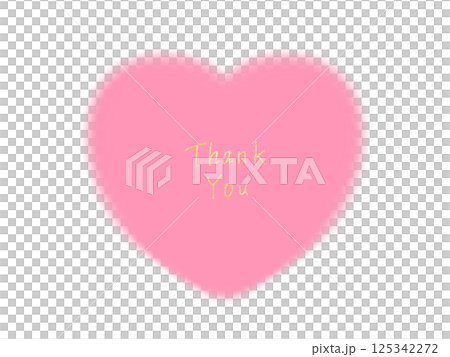 Watercolor pink fluffy heart and gold lettering "thank you" 125342272