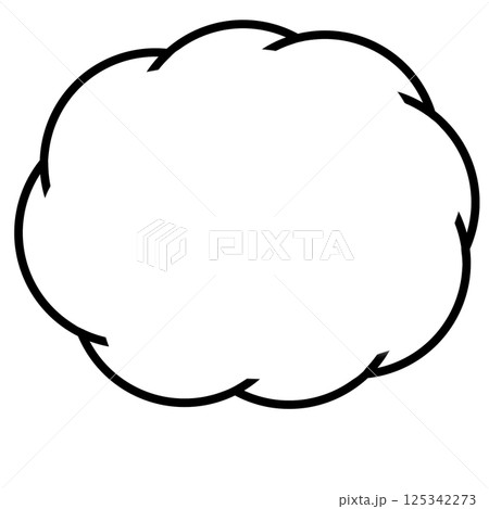 雲形の吹き出しアイコン／ふんわり・感情表現・線画素材 125342273