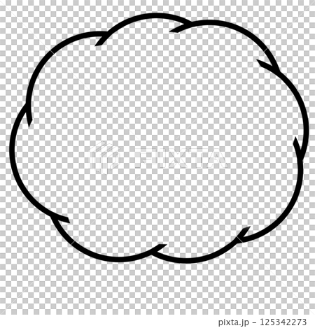 雲形の吹き出しアイコン／ふんわり・感情表現・線画素材 125342273