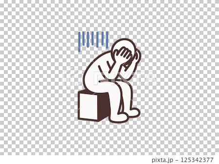 Pictogram of a worried person holding his head Pictogram of a worried person holding his head 125342377