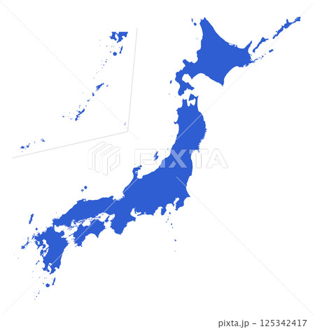 日本地図　青色 125342417