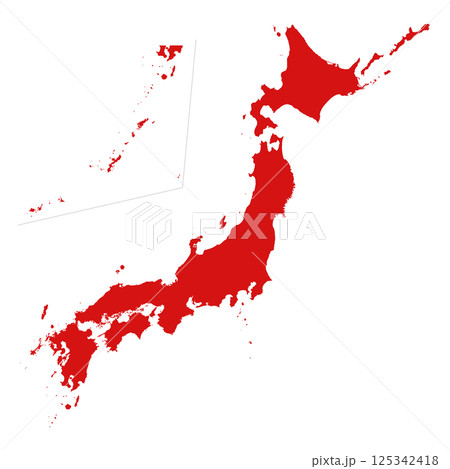 日本地図　赤色 125342418