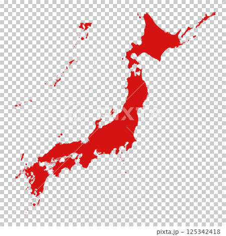 日本地図　赤色 125342418