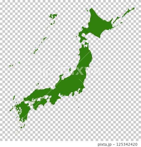 日本地図　緑色 125342420
