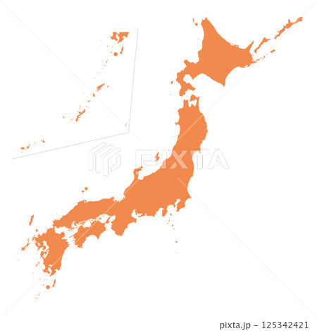 日本地図　橙色 125342421