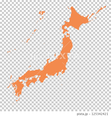 日本地図　橙色 125342421