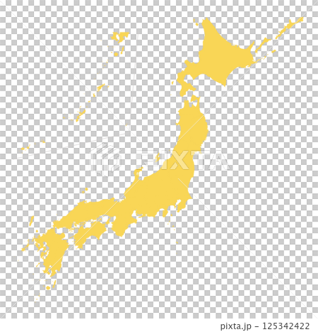 日本地図　黄色 125342422