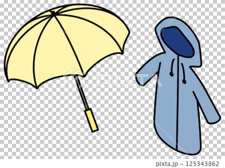 等距雨具套裝，包括雨傘和雨衣 125343862