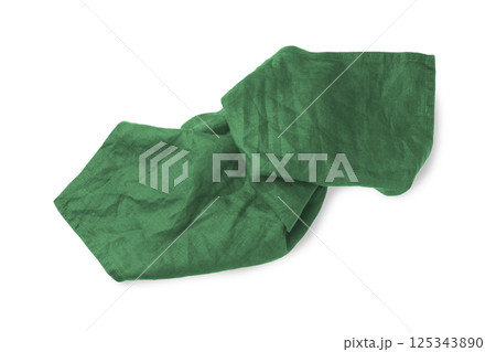 Green linen kitchen cloth isolated on white background Green linen kitchen cloth isolated on white background 125343890