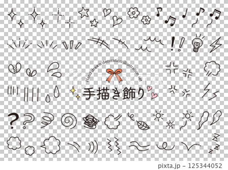 一組表達情感的飾品手繪插圖_線條描 125344052