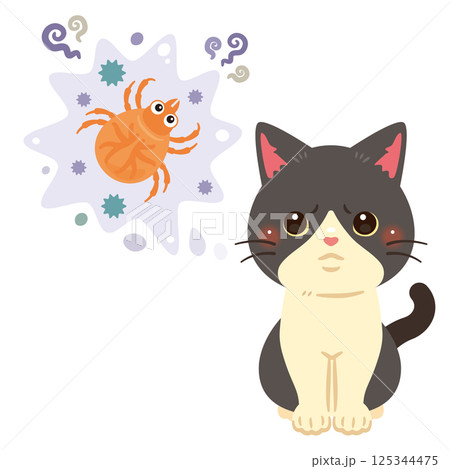 考え事をする猫のイラスト 考え事をする猫のイラスト 125344475