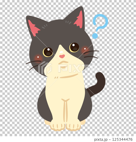 Illustration of a thinking cat 125344476