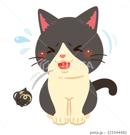 毛玉を吐き出す猫のイラスト 125344482