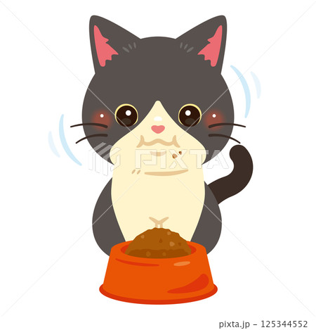 食事中の猫のイラスト 食事中の猫のイラスト 125344552