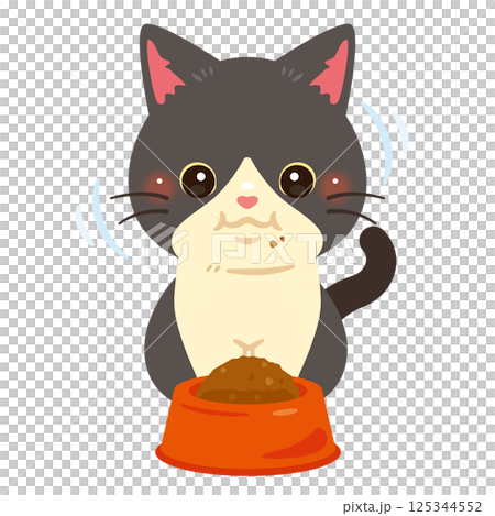 Illustration of a cat eating 125344552