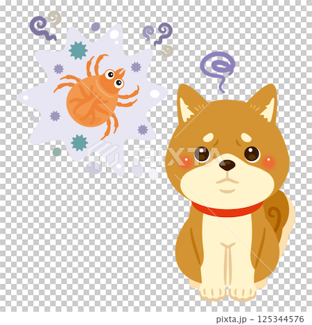 Illustration of a Shiba Inu suffering from pests Illustration of a Shiba Inu suffering from pests 125344576