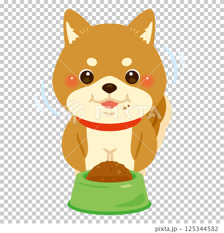 Illustration of a Shiba Inu eating 125344582