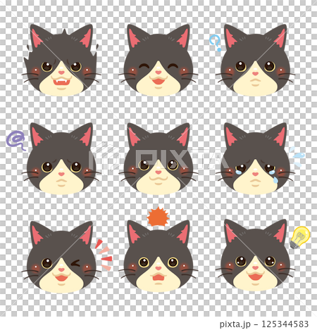 Cat illustration set - facial expressions only Cat illustration set - facial expressions only 125344583