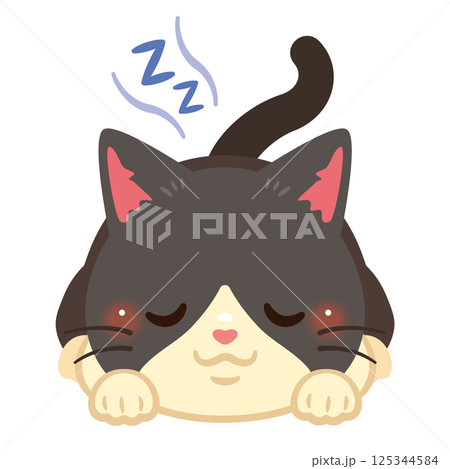 うつ伏せで眠る猫のイラスト うつ伏せで眠る猫のイラスト 125344584