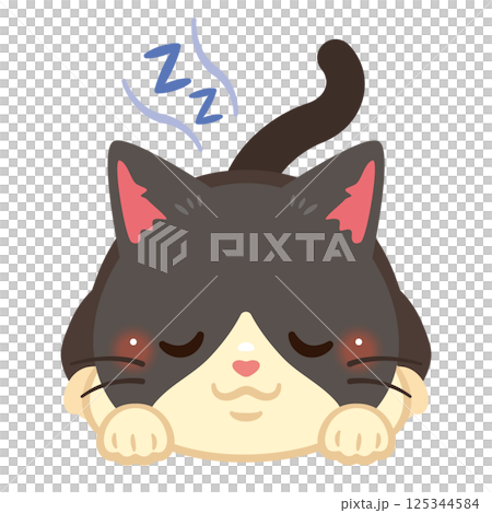 うつ伏せで眠る猫のイラスト うつ伏せで眠る猫のイラスト 125344584