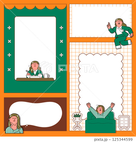 女性のライフスタイルイラストセット 125344599