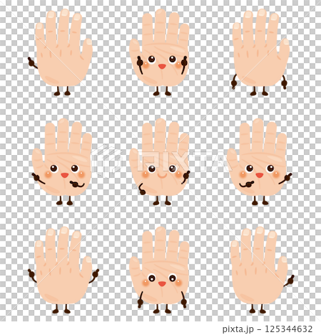Pointing hand character set 125344632
