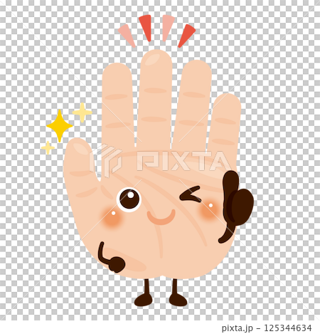 Character illustration of a hand giving a good sign 125344634