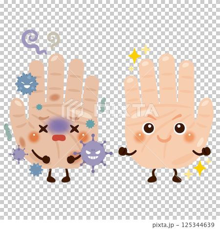 キレイな手と汚れた手のキャラクターイラスト 125344639