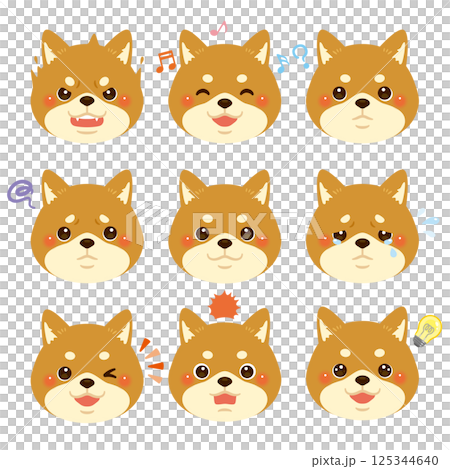 Shiba Inu illustration set - facial expressions only 125344640