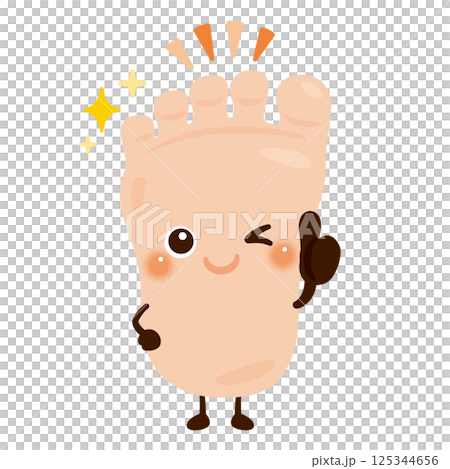 グッドサインを出す足のキャラクターイラスト グッドサインを出す足のキャラクターイラスト 125344656