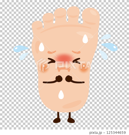 汗をかく足のキャラクターイラスト 125344659