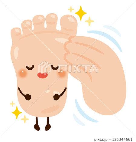 マッサージされる足のキャラクターイラスト 125344661