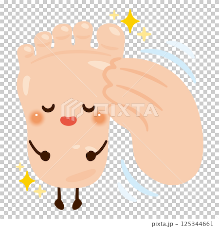 マッサージされる足のキャラクターイラスト 125344661
