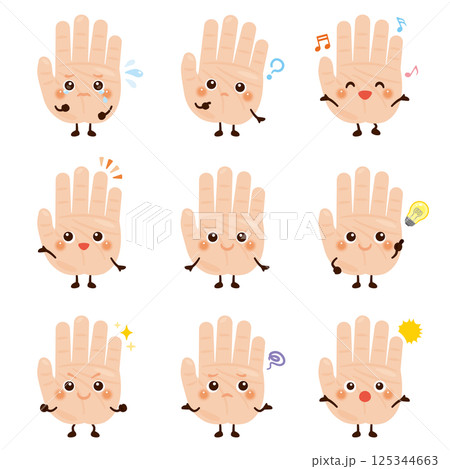 手のキャラクター 表情セット 手のキャラクター 表情セット 125344663