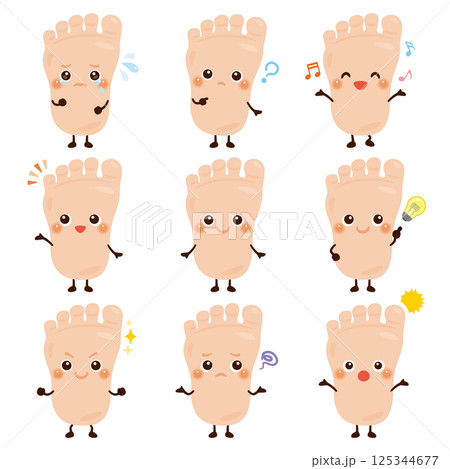 足のキャラクター　表情セット 125344677