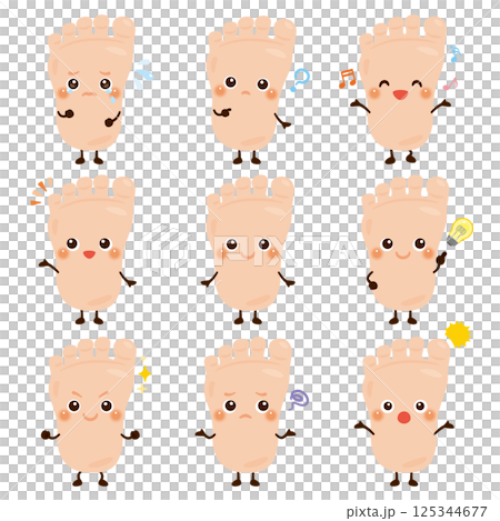足のキャラクター　表情セット 125344677