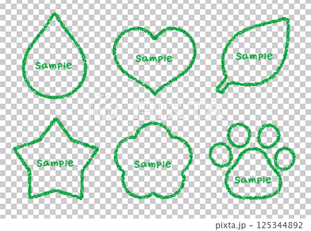 Hand-drawn crayon frame set of various shapes 125344892