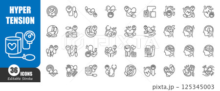 Hypertension . Medical outline icon . Editable stroke . Vector . Hypertension . Medical outline icon . Editable stroke . Vector . 125345003