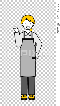 Full body pose_simple restaurant waitress woman 05 125345177