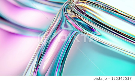 Colorful abstract glass art with pink and teal reflections 125345537